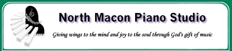 Welcome to North Macon Piano Studio, Ga. - Giving wings to the mind and joy to the soul through God's gift of music by offering private piano lessons for children and adults and Kindermusik classes for children ages birth to seven years of age.